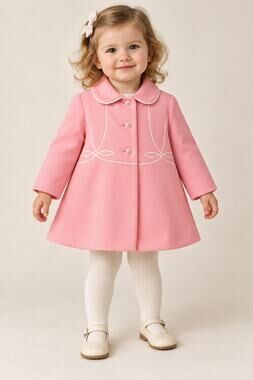 Vintage Sears Pink Toddler Swing Coat White Embroidery Peter Pan Collar 2T